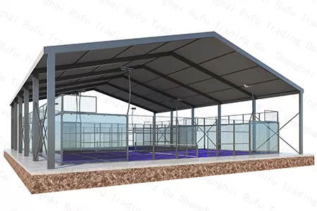 Это две расположенные рядом алюминиевые крыши для падл-тенниса с шипами.